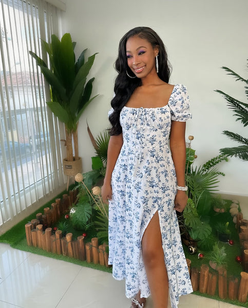 Blue/Floral Bliss Maxi Dress