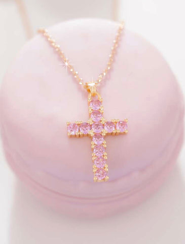 Bold Pink Cross necklace