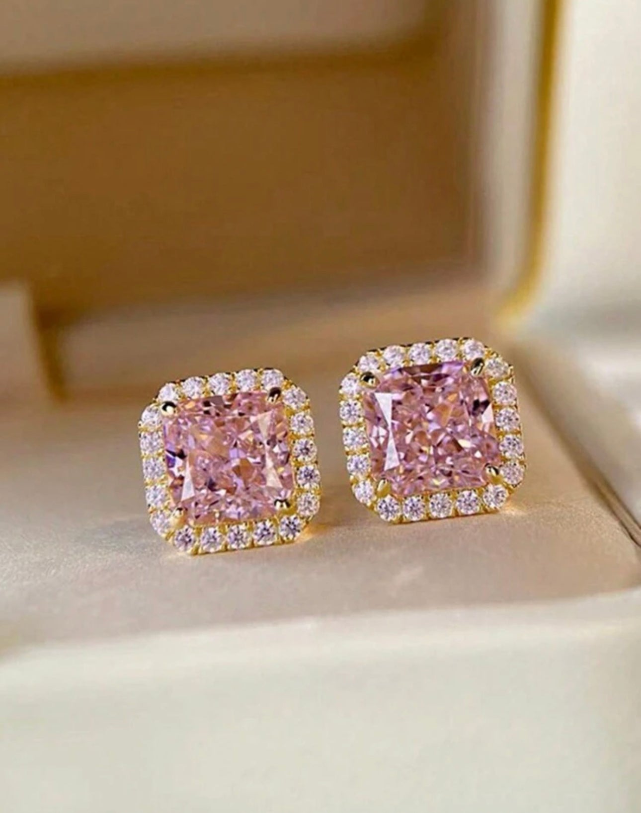 Pink Bella studs