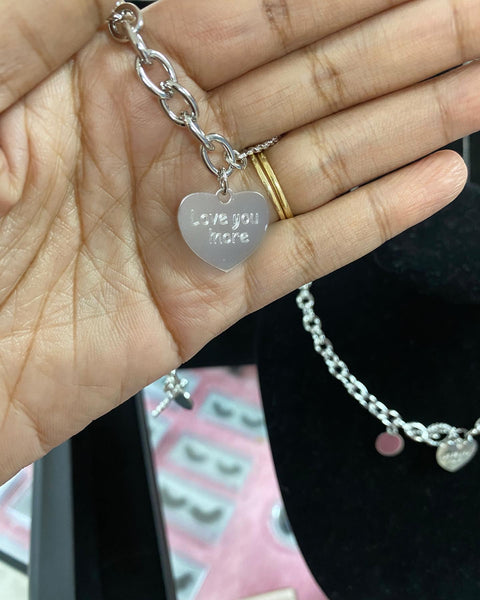 Love you more necklace and bracelet