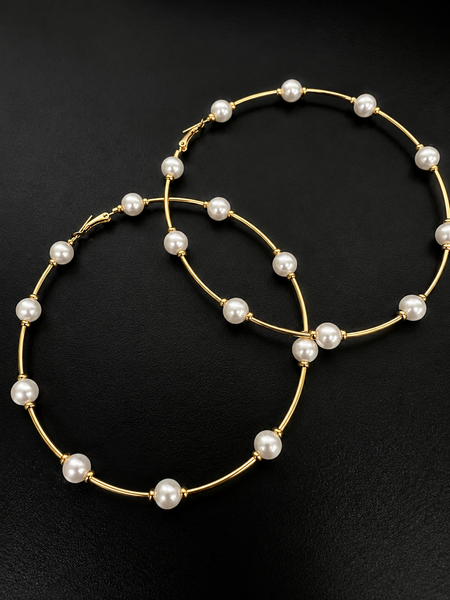 Big light weight pearl hoops