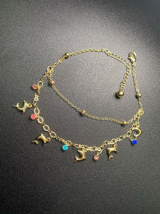 Multi-colored dolphin anklet