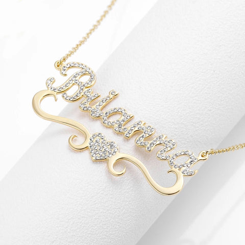 Icy heart Decor Custom Name Necklace